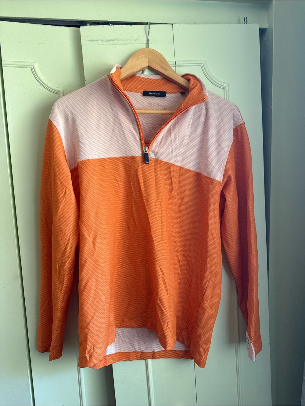 Ermenegildo Zegna Sport Orange & White Sport Quarter-Zip